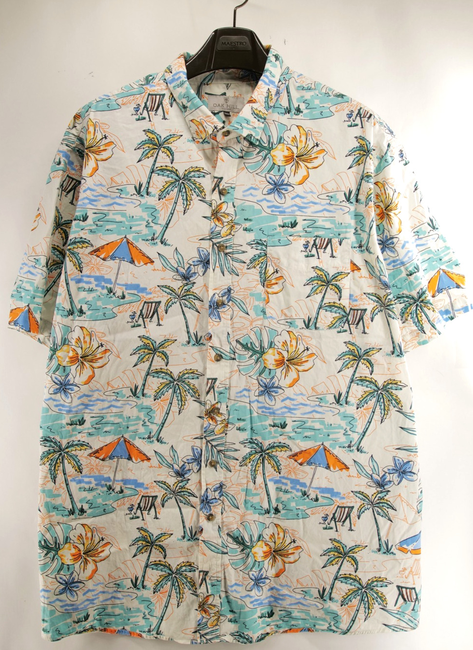 Oak Hill Mens 2XLT Multicolor Tropical Beach Short Sleeve Button Up Shirt Tall